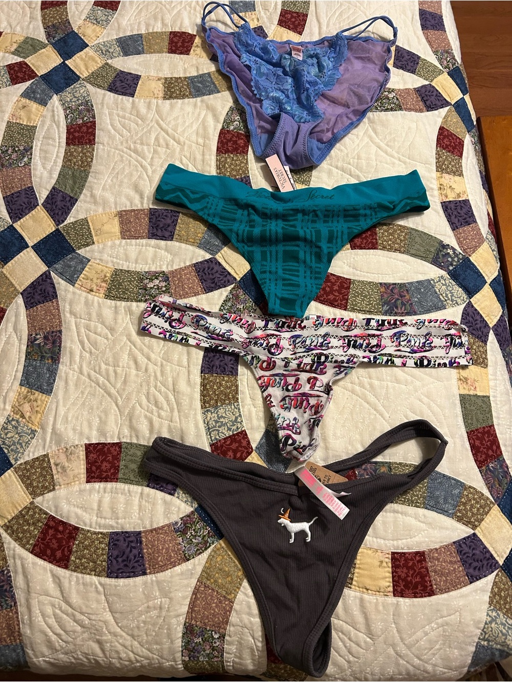 VS pink NWT thongs and panties L